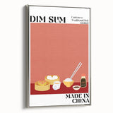 Framed canvas depicting colorful vintage poster art of various food dishes, ideal for kitchen or dining room decor.