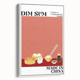 Extra large framed canvas featuring vintage poster art of colorful food dishes, ideal for living room decor.