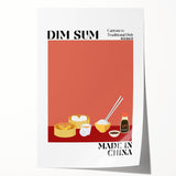 Extra large rolled print depicting an array of floral dishes, in soft pastel shades, ideal for art wall dining room.