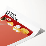 Extra large wall art featuring black line art flowers on white, rolled print format, suitable for large living room decor.