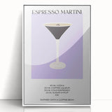 Acrylic print of a food and drinks themed art deco poster in monochrome tones, suitable for modern kitchen decor.