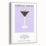 Vintage poster art of colorful cocktails on a black background, framed canvas, ideal for living room decor.