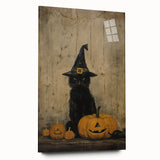 Halloween Wall Hangings - Witch Cat and Jack O Lanterns