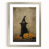 Halloween Wall Hangings - Witch Cat and Jack O Lanterns