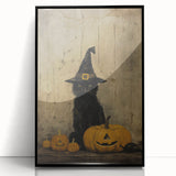 Halloween Wall Hangings - Witch Cat and Jack O Lanterns