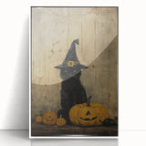 Halloween Wall Hangings - Witch Cat and Jack O Lanterns