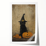 Halloween Wall Hangings - Witch Cat and Jack O Lanterns