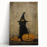 Halloween Wall Hangings - Witch Cat and Jack O Lanterns