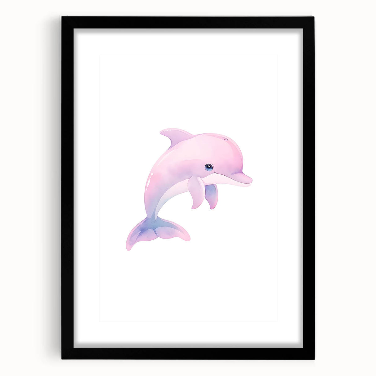 Girls Bedroom Art – Cute Watercolor Dolphin Nursery Wall Decor
