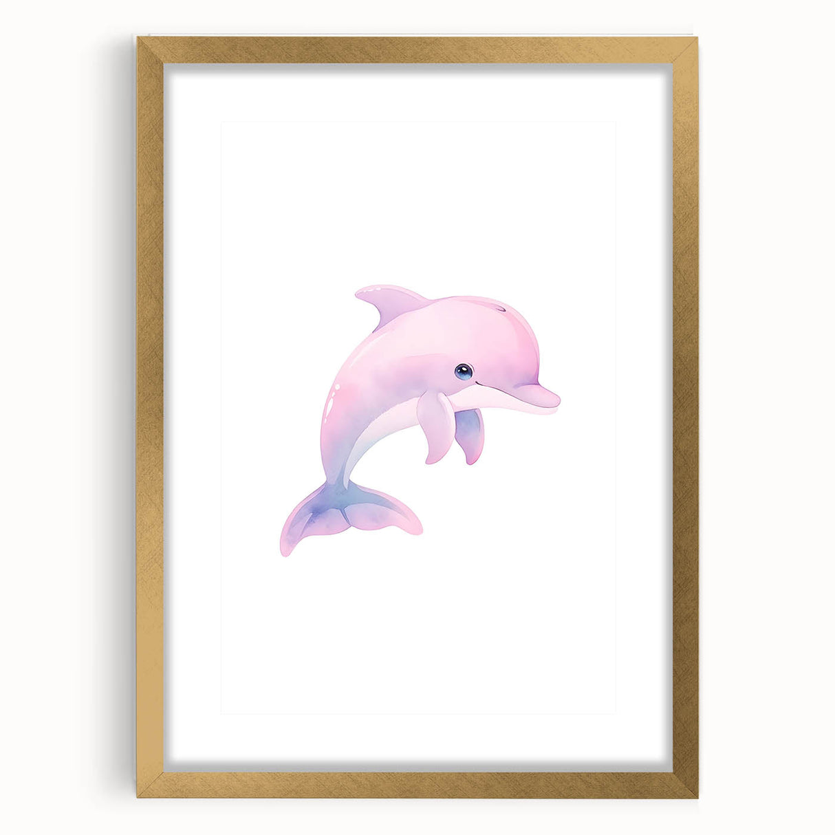 Girls Bedroom Art – Cute Watercolor Dolphin Nursery Wall Decor