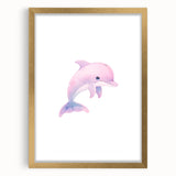 Girls Bedroom Art – Cute Watercolor Dolphin Nursery Wall Decor
