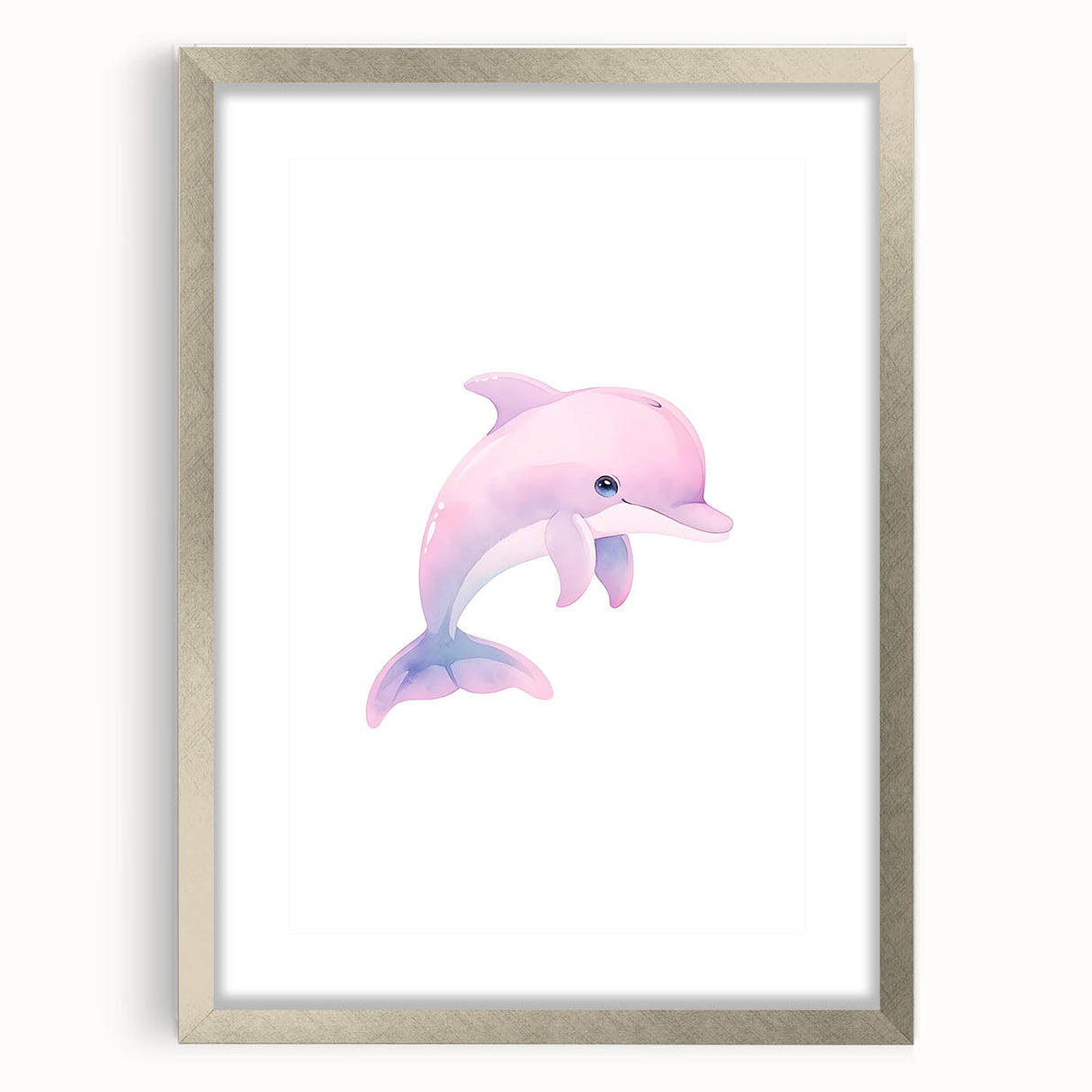 Girls Bedroom Art – Cute Watercolor Dolphin Nursery Wall Decor
