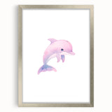 Girls Bedroom Art – Cute Watercolor Dolphin Nursery Wall Decor