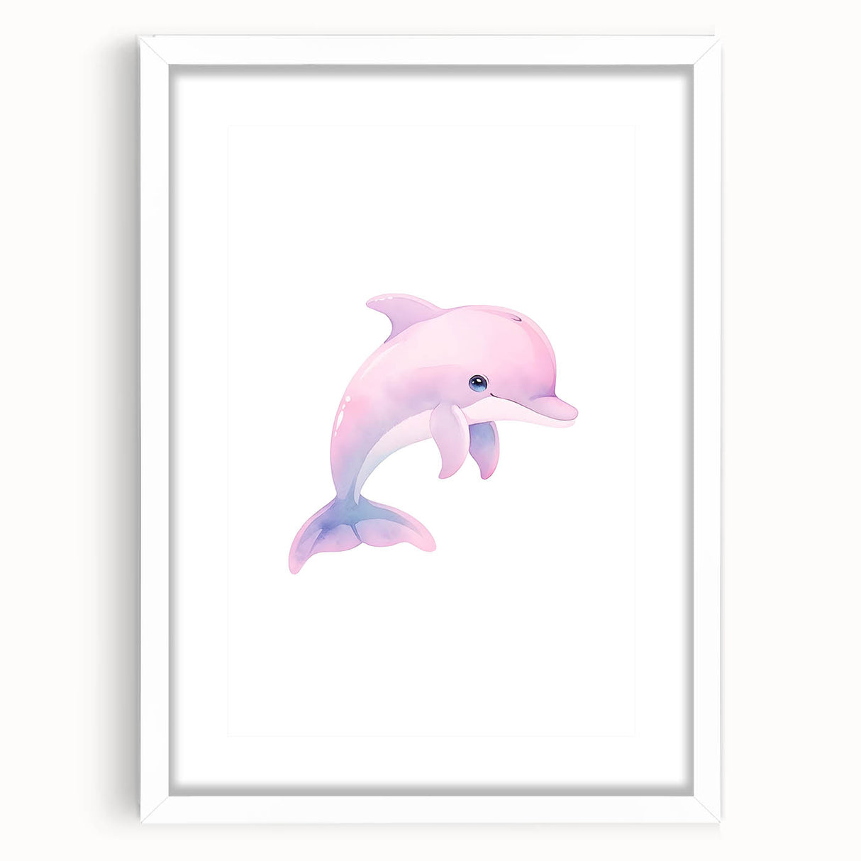 Girls Bedroom Art – Cute Watercolor Dolphin Nursery Wall Decor