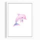 Girls Bedroom Art – Cute Watercolor Dolphin Nursery Wall Decor