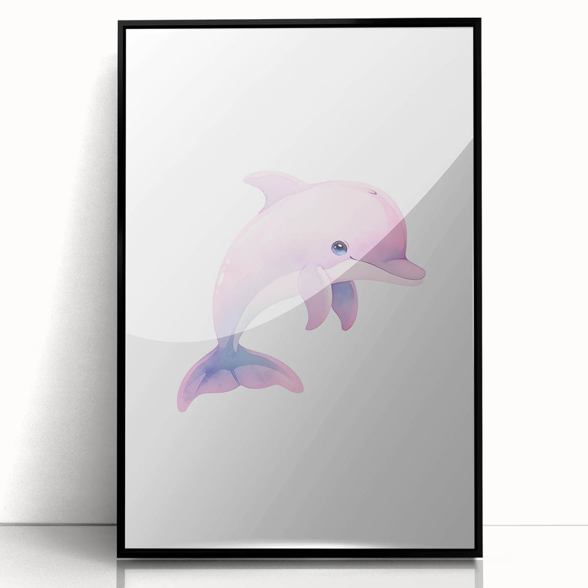 Girls Bedroom Art – Cute Watercolor Dolphin Nursery Wall Decor