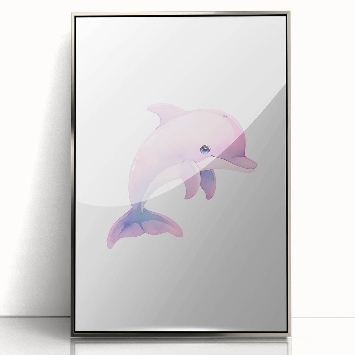 Girls Bedroom Art – Cute Watercolor Dolphin Nursery Wall Decor