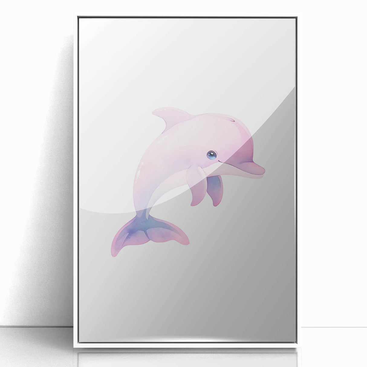 Girls Bedroom Art – Cute Watercolor Dolphin Nursery Wall Decor