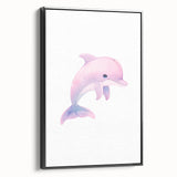 Girls Bedroom Art – Cute Watercolor Dolphin Nursery Wall Decor