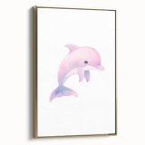Girls Bedroom Art – Cute Watercolor Dolphin Nursery Wall Decor