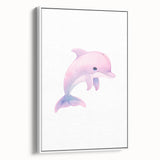 Girls Bedroom Art – Cute Watercolor Dolphin Nursery Wall Decor