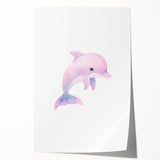 Girls Bedroom Art – Cute Watercolor Dolphin Nursery Wall Decor