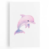 Girls Bedroom Art – Cute Watercolor Dolphin Nursery Wall Decor