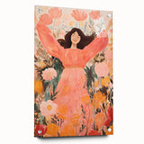Playroom Wall Art Decor - Joyful Floral Girl Kids Canvas Print