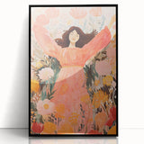 Playroom Wall Art Decor - Joyful Floral Girl Kids Canvas Print