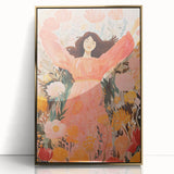 Playroom Wall Art Decor - Joyful Floral Girl Kids Canvas Print