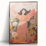 Playroom Wall Art Decor - Joyful Floral Girl Kids Canvas Print