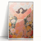 Playroom Wall Art Decor - Joyful Floral Girl Kids Canvas Print