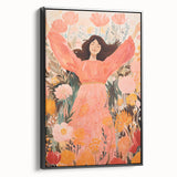 Playroom Wall Art Decor - Joyful Floral Girl Kids Canvas Print