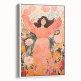 Playroom Wall Art Decor - Joyful Floral Girl Kids Canvas Print