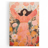 Playroom Wall Art Decor - Joyful Floral Girl Kids Canvas Print