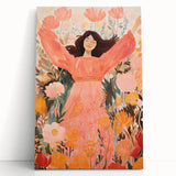 Playroom Wall Art Decor - Joyful Floral Girl Kids Canvas Print