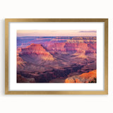 Elegant gold-framed landscape artwork depicting stunning canyons, showcasing vibrant hues and intricate details, perfect for home decor enhancement. Ideal for nature enthusiasts seeking to elevate their interior design with a touch of sophistication.