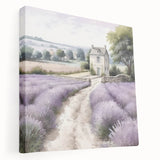 Vibrant countryside landscape wall art on stretched canvas, showcasing lush green fields, rolling hills, and a serene blue sky, perfect for home decor.