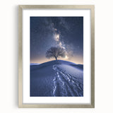 Desert landscape framed art showcasing vibrant colors in a silver frame with a white mat, perfect for modern home decor. Ideal for nature enthusiasts and art lovers.