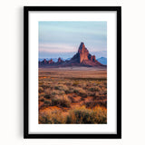 Black-framed landscape artwork showcasing serene sand dunes, elegantly matted for a sophisticated presentation, perfect for modern home decor.