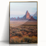 Framed acrylic artwork showcasing a serene desert landscape with golden dunes, emphasizing warm tones and intricate details, perfect for modern home decor.