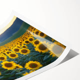 Vibrant rolled print showcasing a serene landscape of lush green fields under a clear blue sky, designed for home decor enthusiasts. Perfect for adding a touch of nature to any space.