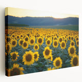 Stretched canvas artwork showcasing vibrant fields of lush greenery against a blue sky, ideal for home decor, blending nature and modern design aesthetics.