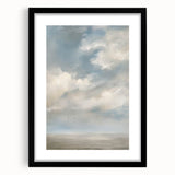 Black framed landscape photo display with a white mat, showcasing a serene mountain view. Ideal for home decor or office aesthetics, enhancing any space's ambiance.