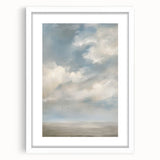 White-framed landscape art print with a mat, showcasing a serene natural scene. Ideal for home decor, enhancing living spaces with a touch of elegance.