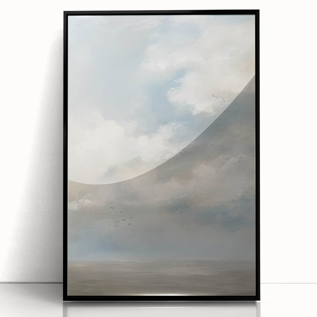 Framed acrylic landscape artwork in a sleek black frame, showcasing vibrant natural scenery with intricate details, perfect for home decor enhancement.