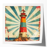Vibrant landscape wall art featuring a serene lighthouse scene, printed on glossy canvas with rich colors, ideal for home decor and nautical themes.
