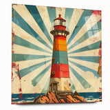 Acrylic glass wall art featuring a side view of a serene lighthouse landscape, showcasing vibrant colors and intricate details, perfect for coastal-themed decor.