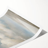 Vibrant rolled landscape print showcasing a serene mountain scene with lush greenery and a clear blue sky, elegantly packaged in a protective cardboard tube.