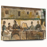Modern Wall Art Print - Feast Scene in Earthy Tones - Unique Decor Piece